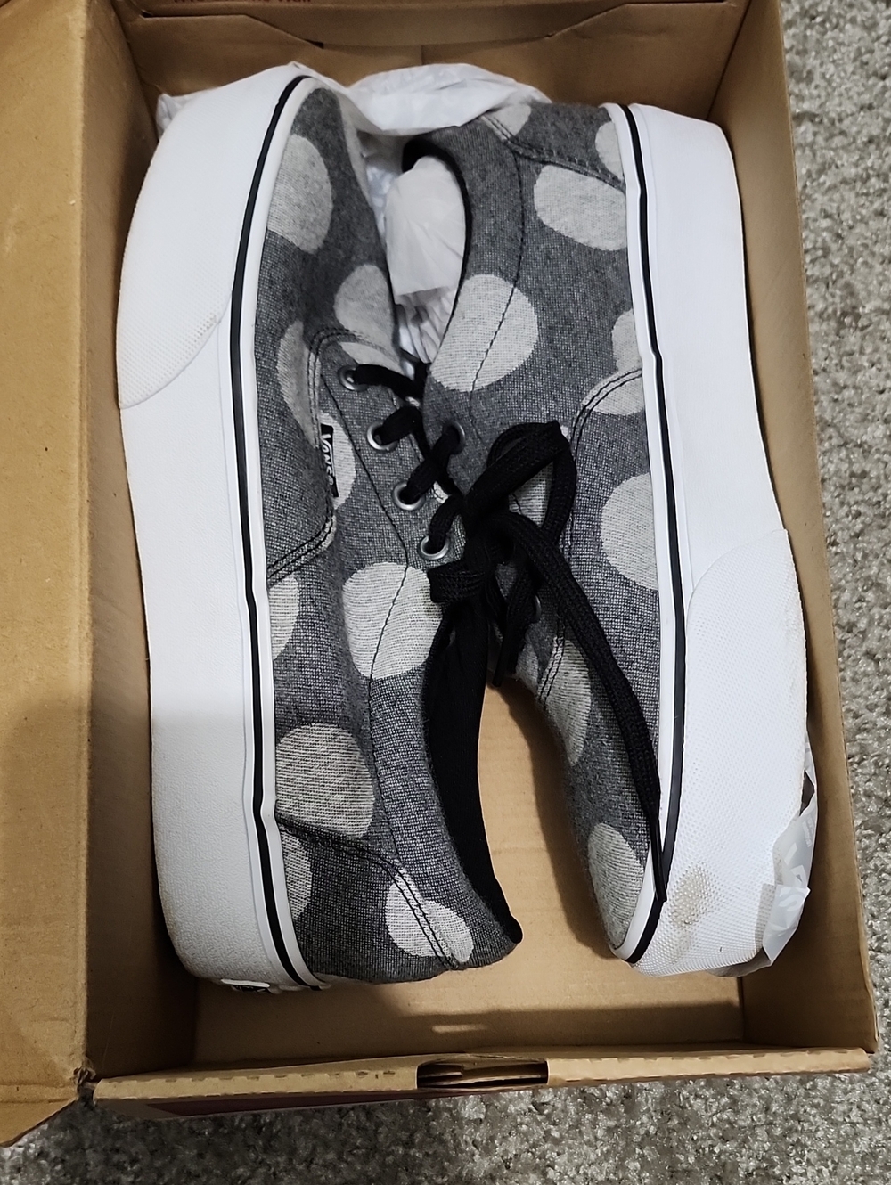 Vans Gray & White Polka Dot Canvas Low-Top Sneakers